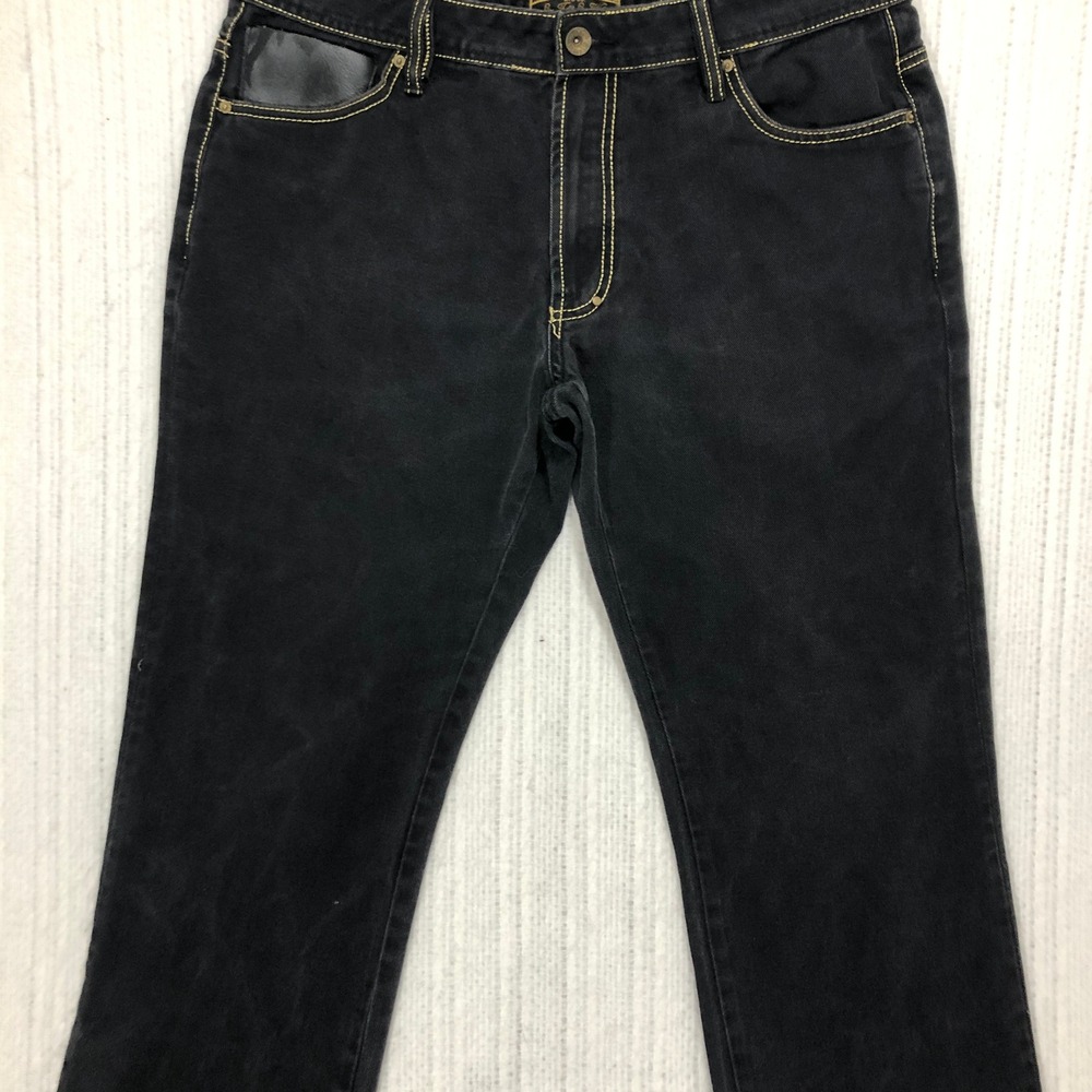 Akoo Brand Mens‎ Black Denim Straight Leg Jeans Size 38 Distressed Streetwear